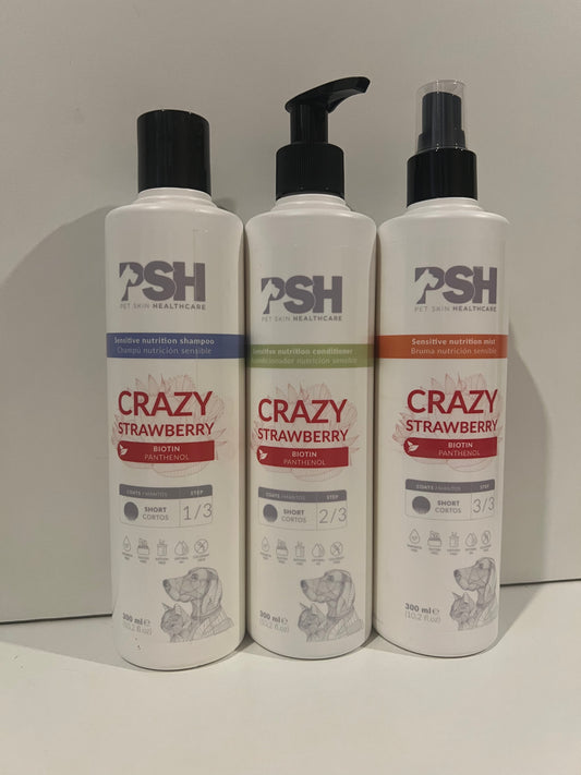 Komplekts CRAZY STRAWBERRY - šampūns, kondicionieris, losjons